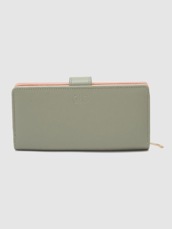 Globus Women Mint Green Colourblocked Zip Around Wallet