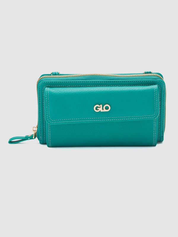 Globus Women Green Textured Zip Around Wallet