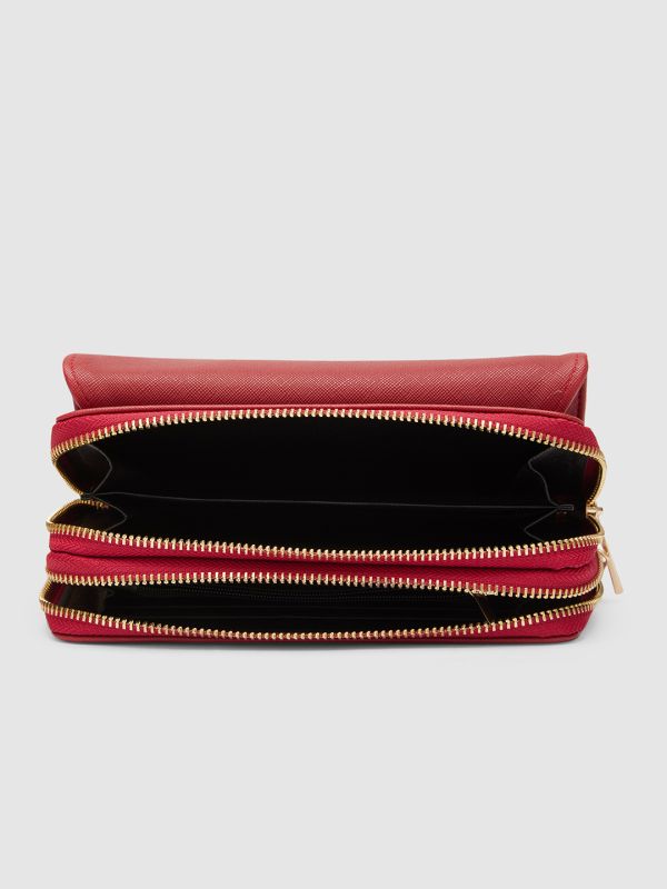 Globus Women Maroon Solid Vegan Leather Envelope Wallet with Wrist Loop