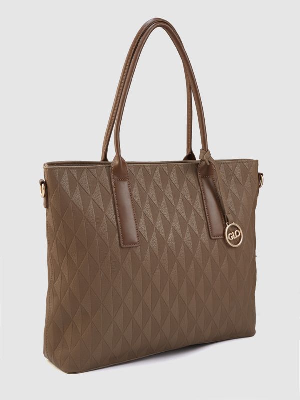 Globus Women Brown Textured Casual Tote Bag