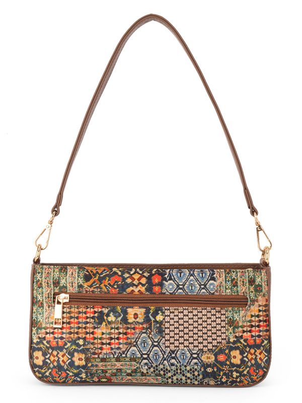 Globus Women Multi Green Ethnic Motifs Printed Small Shoulder Bag