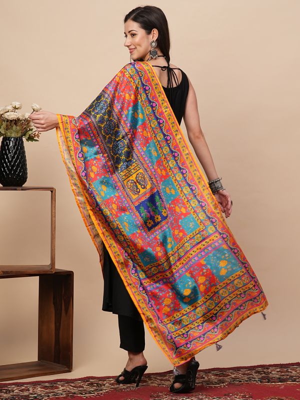 Globus Women Multi Colour Ethnic Motifs With Dupatta With Tassel Detailing