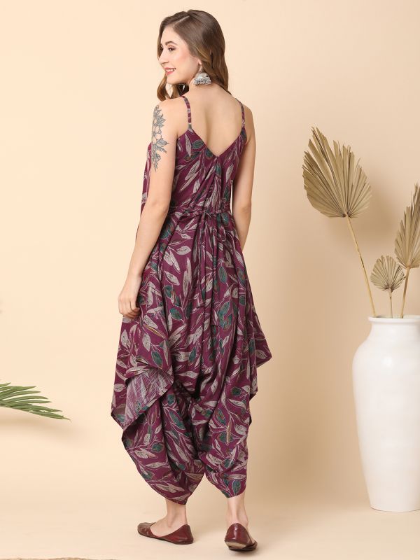 Globus Women Purple Allover Printed Dhoti Style Jumpsuit