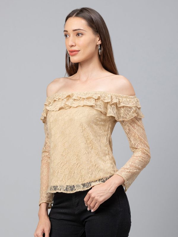 Globus Beige Self Design Top