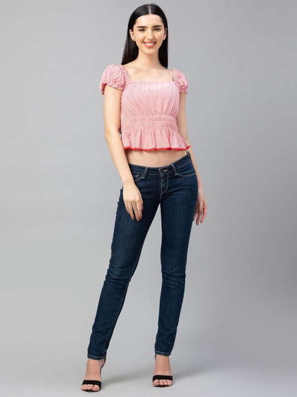 Globus Pink Striped Crop Top