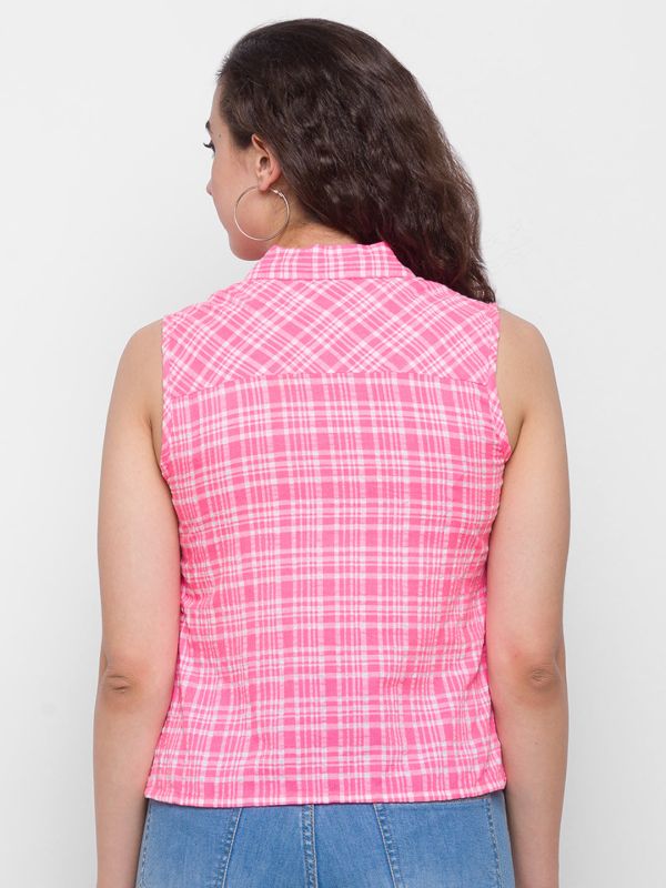 Globus Pink Checked Top