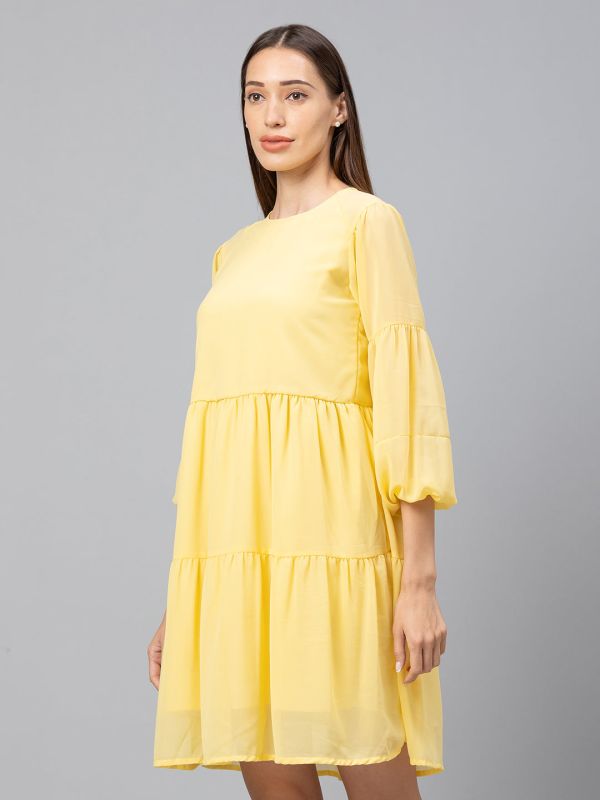 Globus Yellow Solid Dress