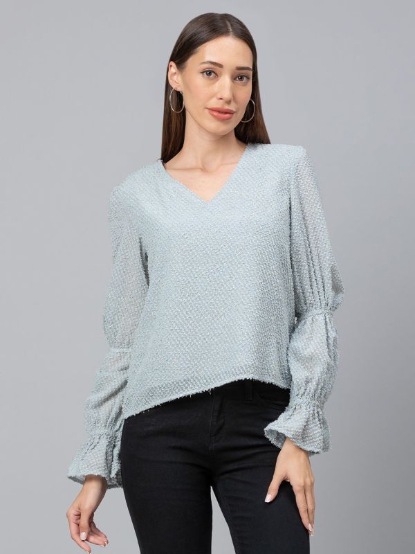 Globus Blue Self Design Top