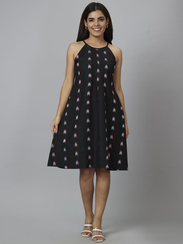 Globus Women Black Printed A-Line Dress