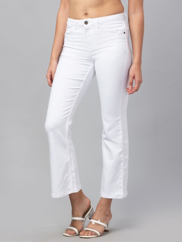 Globus Women White High-Rise Stretchable Bootcut Jeans