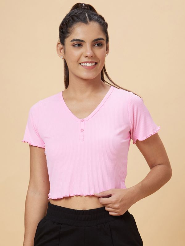 Globus Women Pink Solid Polyester Top