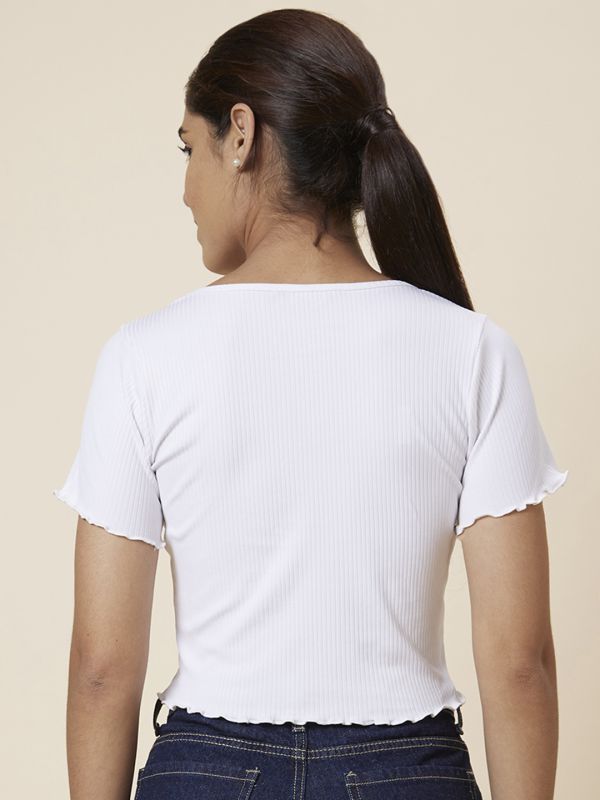 Globus Women White Solid Polyester Top