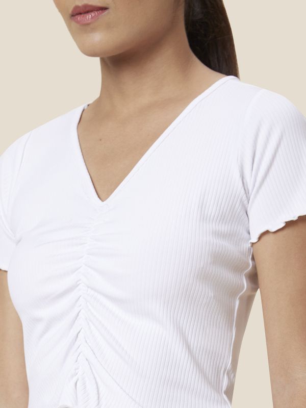 Globus Women White Solid Polyester Top