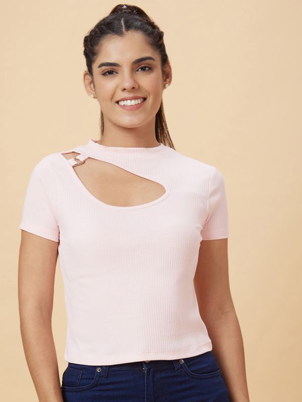 Globus Women Pink Solid Cotton Top