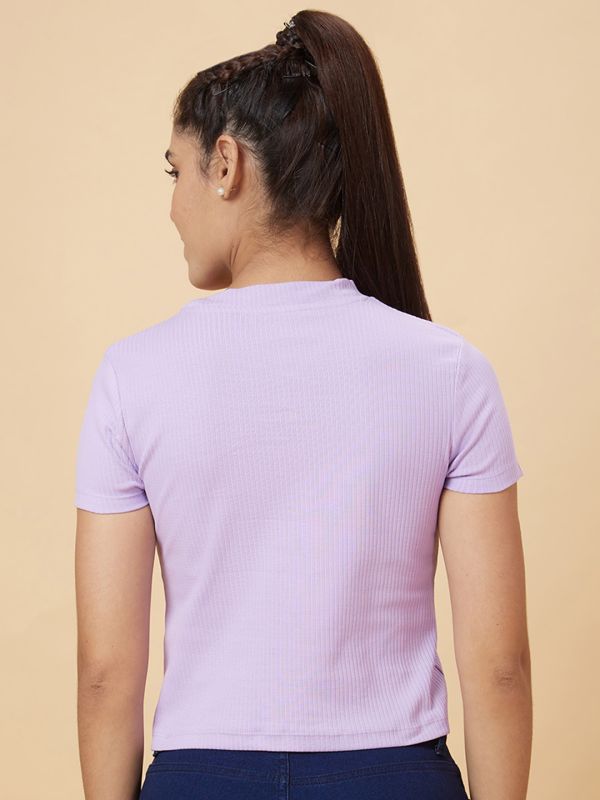 Globus Women Lavender Solid Cotton Top