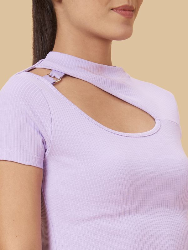 Globus Women Lavender Solid Cotton Top