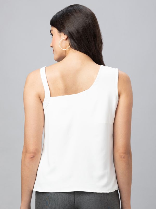 Globus Women White Solid Sleeveless Top