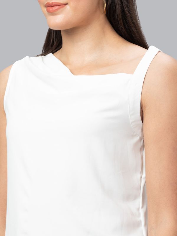 Globus Women White Solid Sleeveless Top