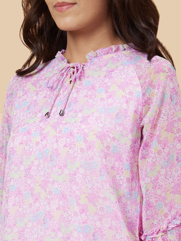 Globus Women Lavender Printed Polyester Top