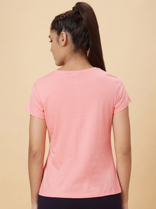 Globus Women Pink Printed Cotton T-Shirt