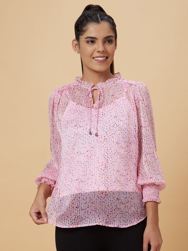 Globus Women Pink Printed Polyester Top