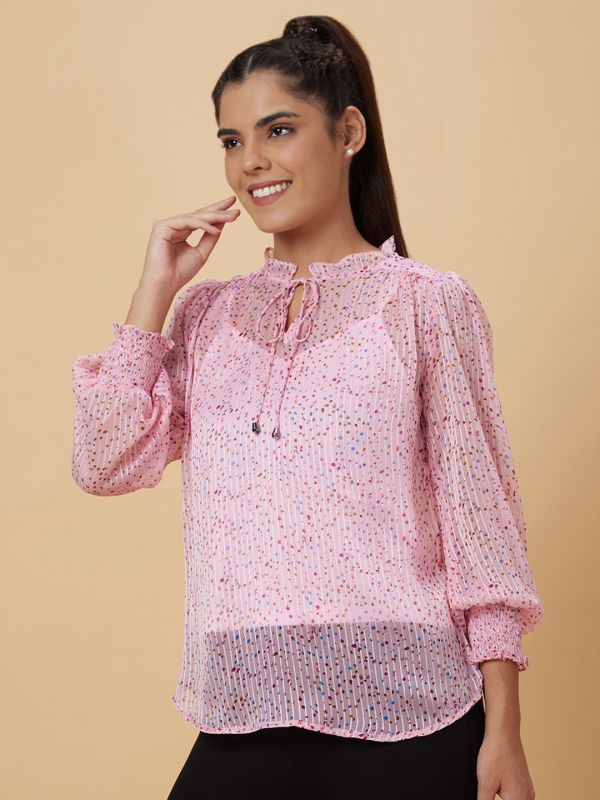 Globus Women Pink Printed Polyester Top