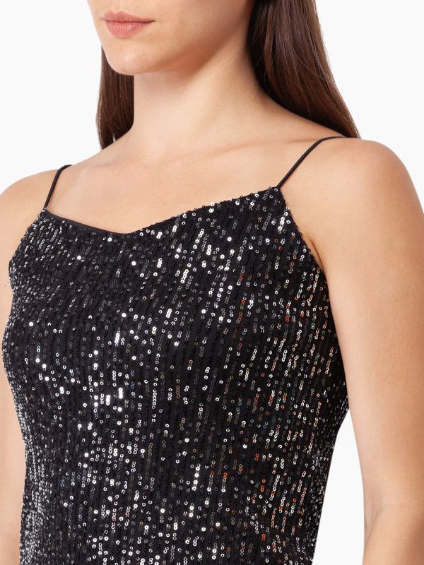 Globus Women Black Embellished Strappy Party Top