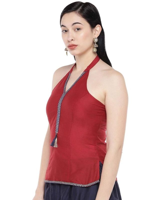 Globus Red Embroidered Top