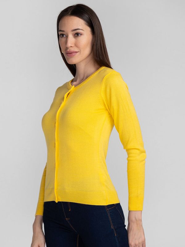 Globus Yellow Solid Cardigan Sweater