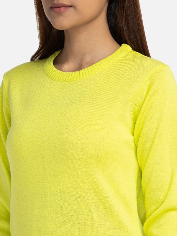 Globus Green Solid Pullover Sweater