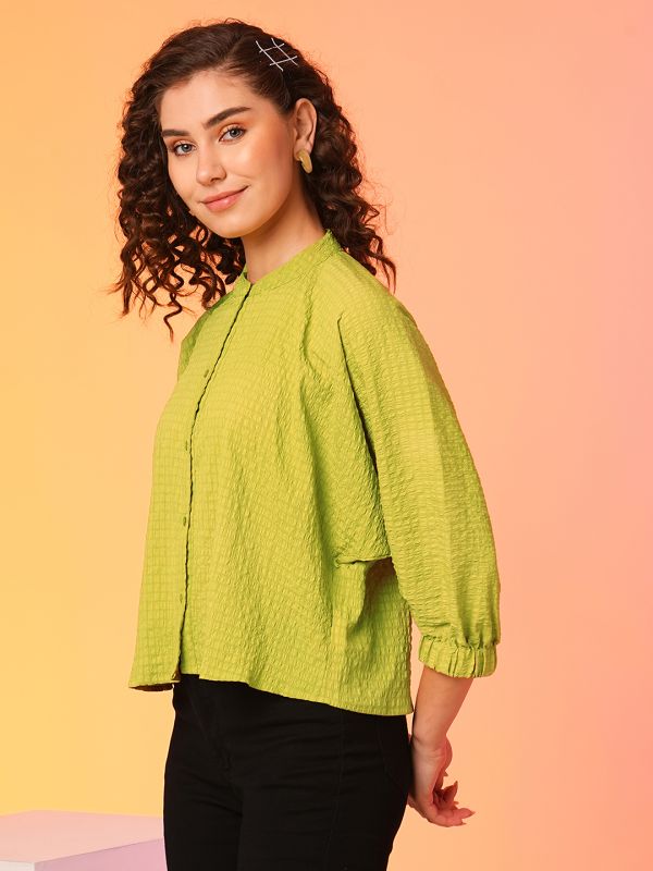 Globus Women Lime Bishop Sleeves Oversized Top