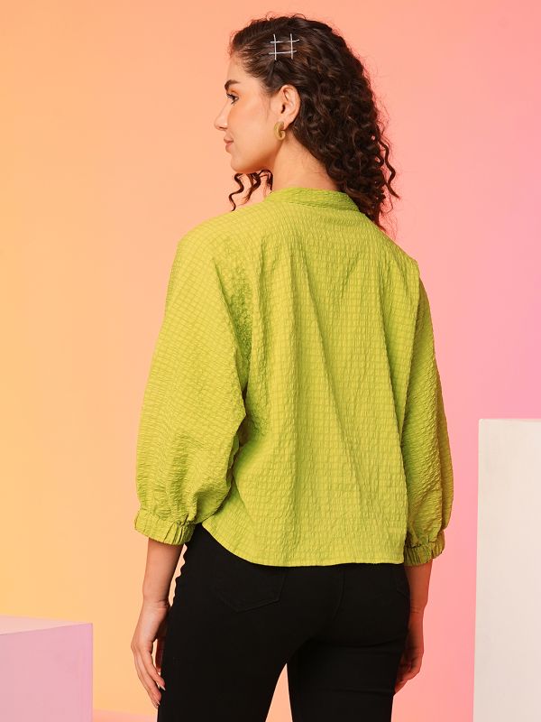 Globus Women Lime Bishop Sleeves Oversized Top