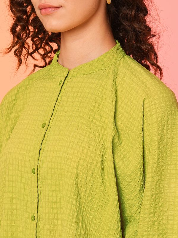 Globus Women Lime Bishop Sleeves Oversized Top