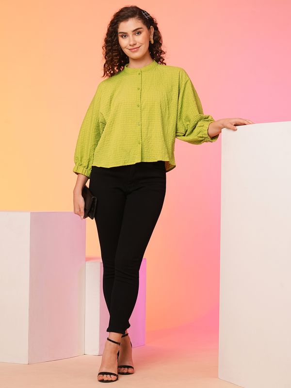 Globus Women Lime Bishop Sleeves Oversized Top