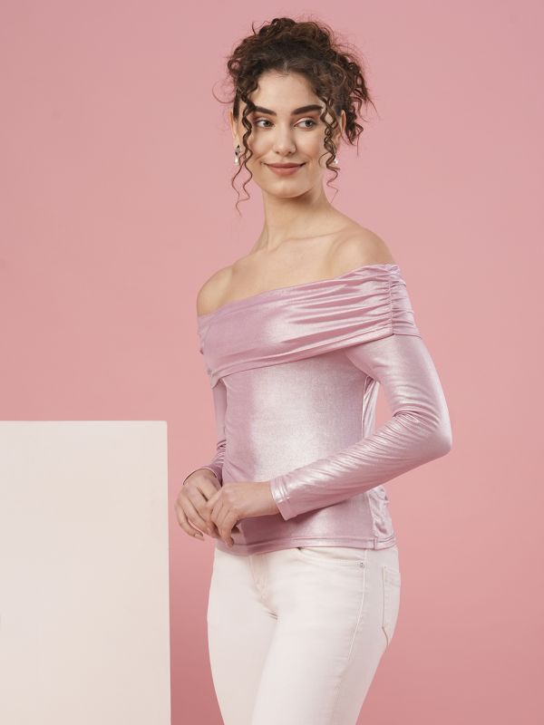 Globus Women Pink Off-Shoulder Party Top