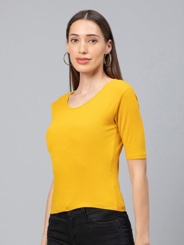 Globus Mustard Self Design Tshirt