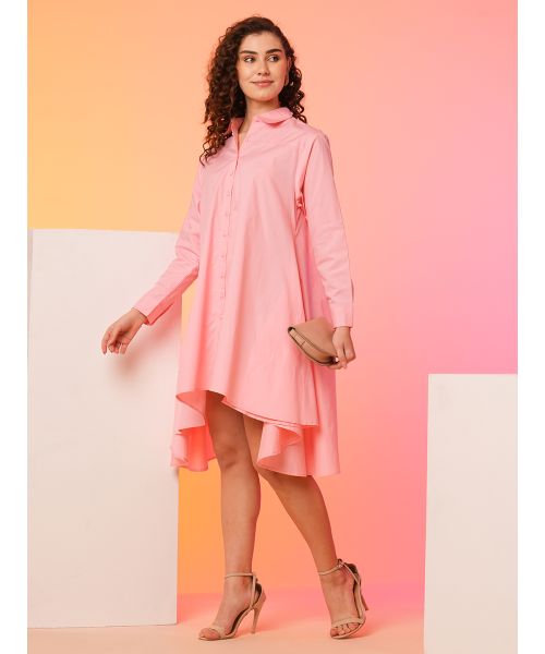 Globus Women Peach Asymmetric Loose Fit A-Line Dress