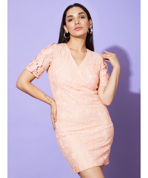 peach dress bodycon VENUS Ruched Bodycon Dress | Peach