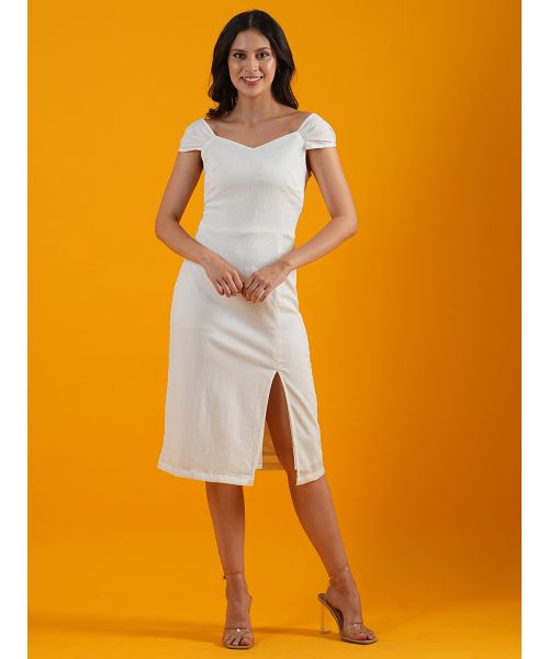 knee length dresses for ladies Backless Midi Dress - White