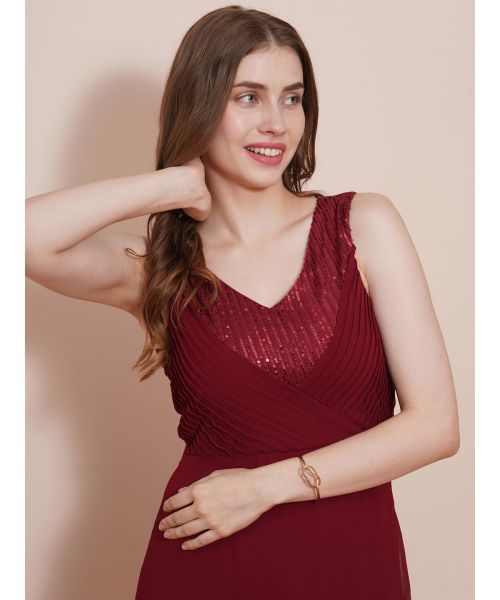 maroon 5 red dress Buy Maroon Embroidered Georgette Gown Online