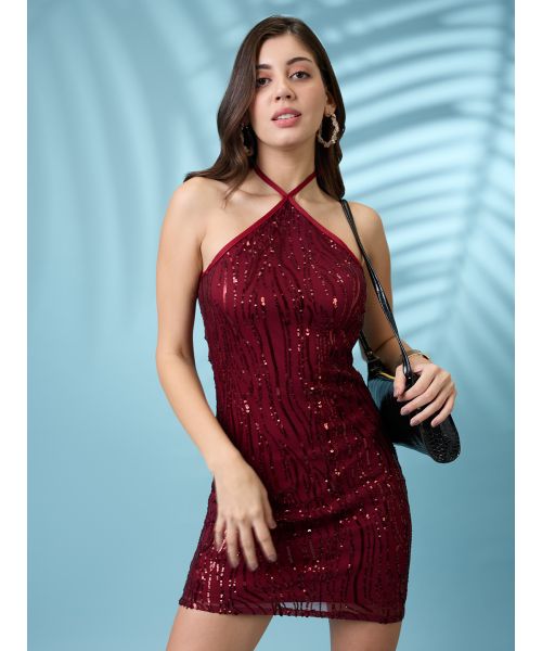 mini maroon bodycon dress Bilbao Long Sleeve Mini Dress Burgundy