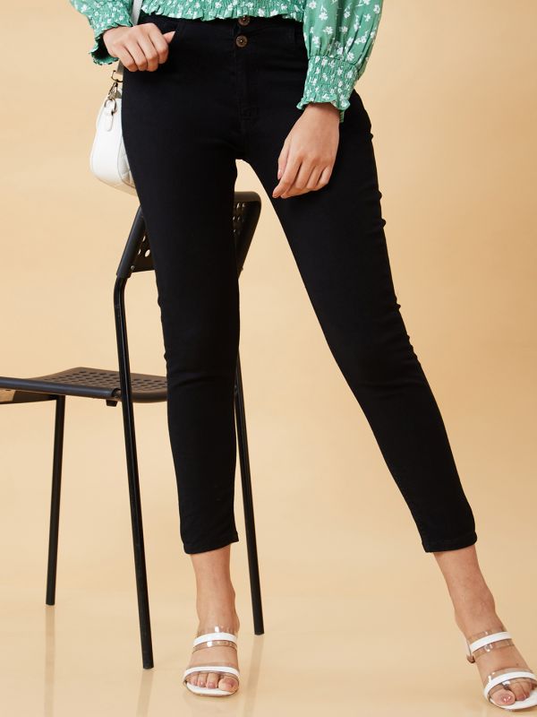 Globus Women Black High-Rise Skinny Fit Stretchable Jeans