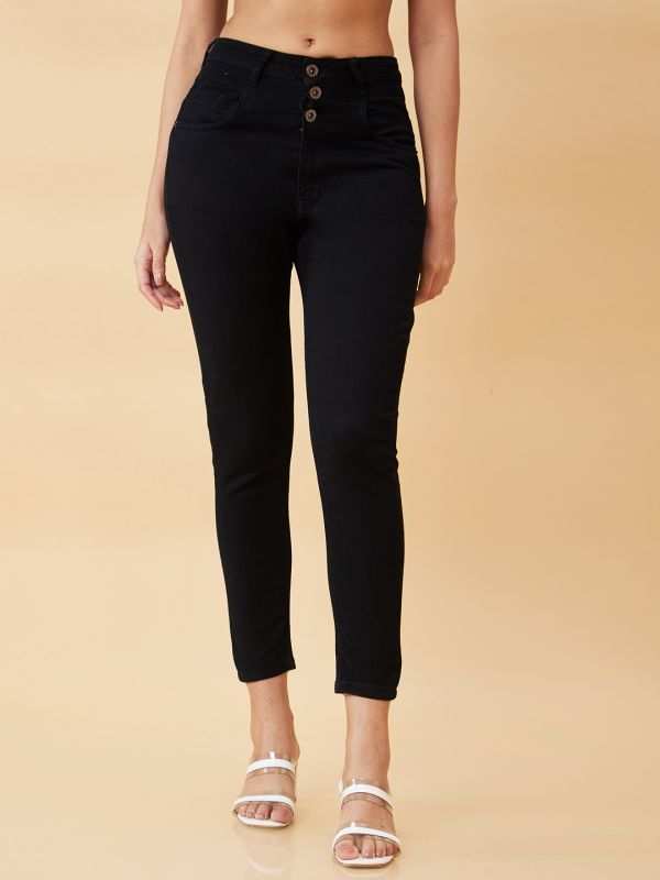 Globus Women Black High-Rise Skinny Fit Stretchable Jeans