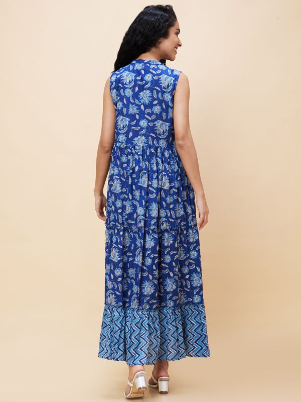 Globus Women Indigo Printed Fit and Flare Dress