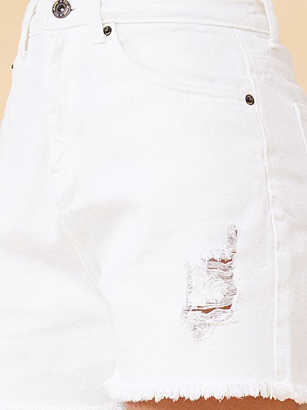 Globus Women White Regular Fit Denim Shorts
