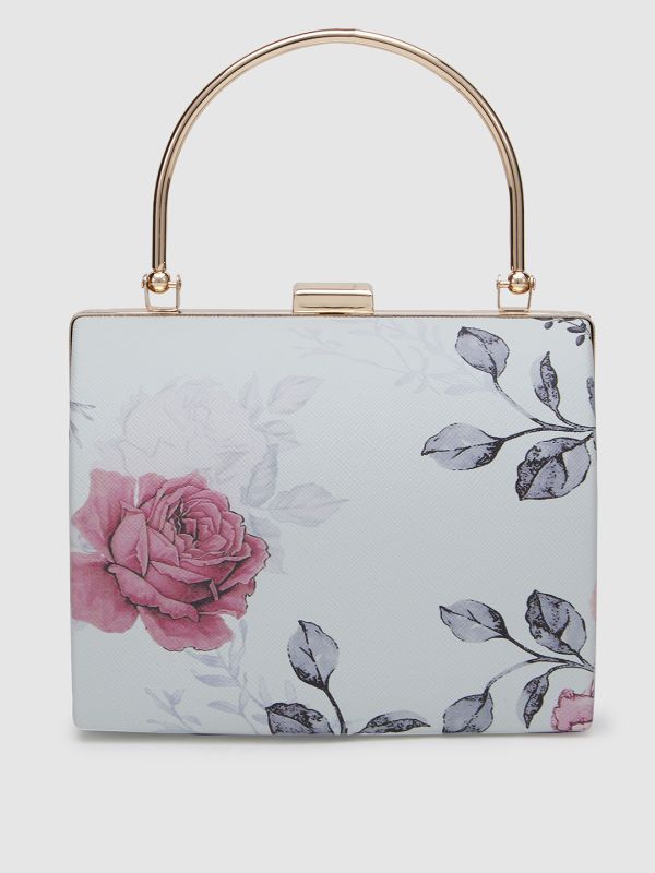 Globus Women Green Printed Vegan Leather Box Clutch