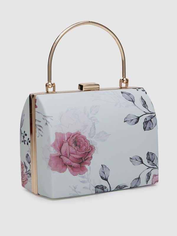 Globus Women Green Printed Vegan Leather Box Clutch