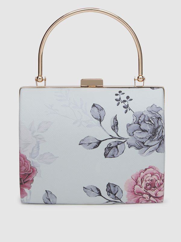 Globus Women Green Printed Vegan Leather Box Clutch