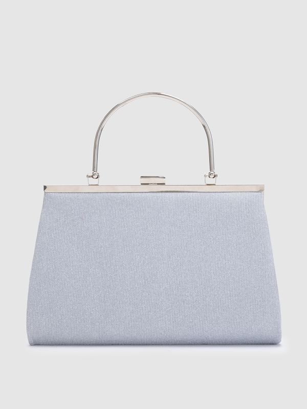 Globus Women Silver Textured Box Clutch