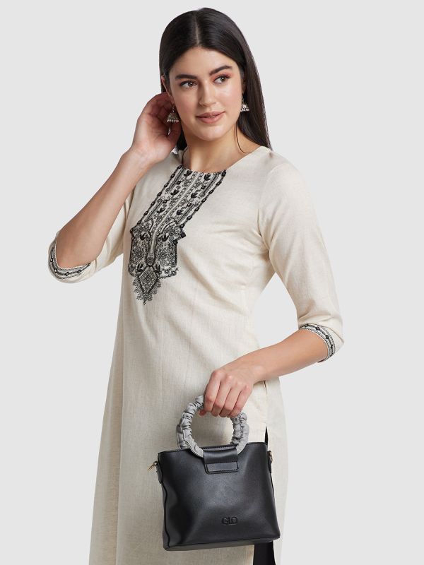 Globus Women Black Solid Vegan Leather Sling Bag